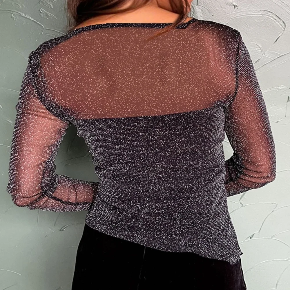 Black Sheer Glitter Top - Picture 2 of 9
